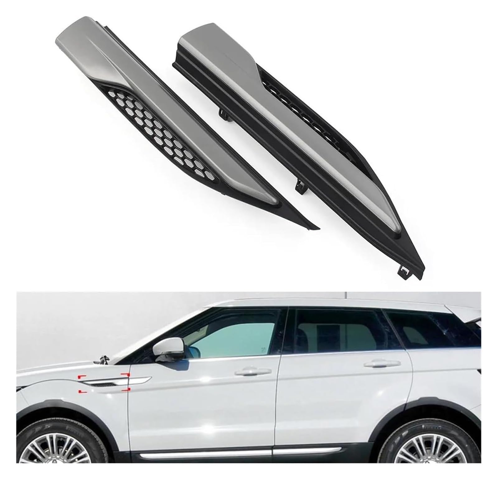 Griglia anteriore per auto Griglia paraurti anteriore per Land per Rover,per Range,per Evoque 2012-2019,2 pezzi,grigia,per griglia parafango auto