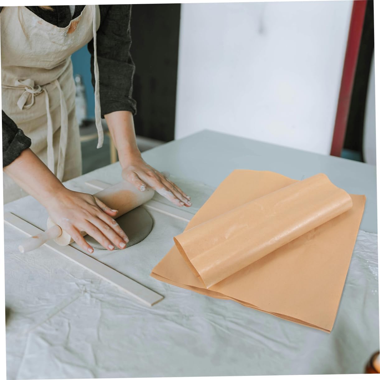 Gadpiparty 20pcs Greaseproof Brown Parchment Paper Sheets Food Paper for Pottery Baking and Crafting Oil Absorbent Stain Resistant