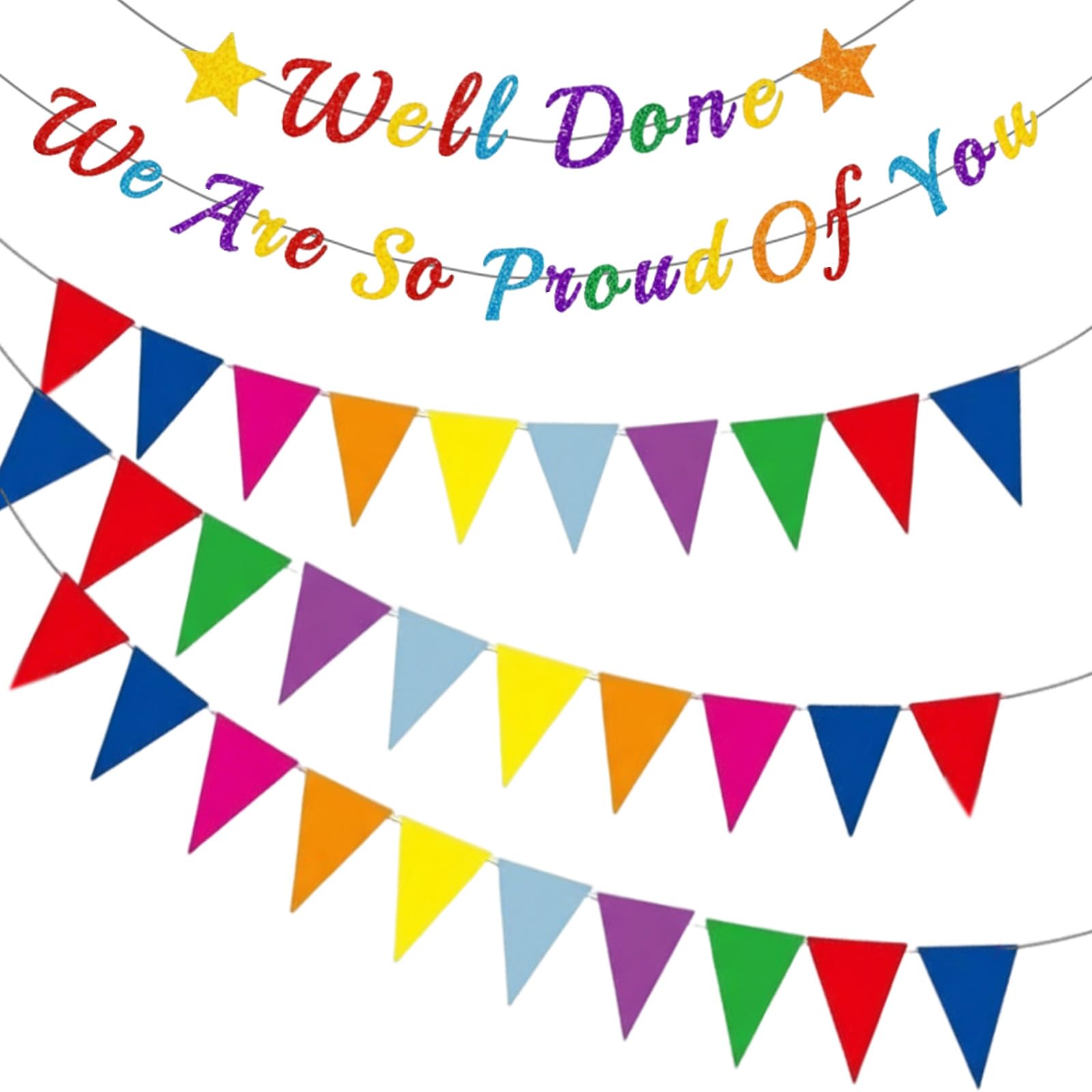 BMYUK Graduation Decorations Congratulations Banner Hanging Garland Retirement Grad Party Decor We Are So Proud of You Party Supplies Colorful Well Done Banners