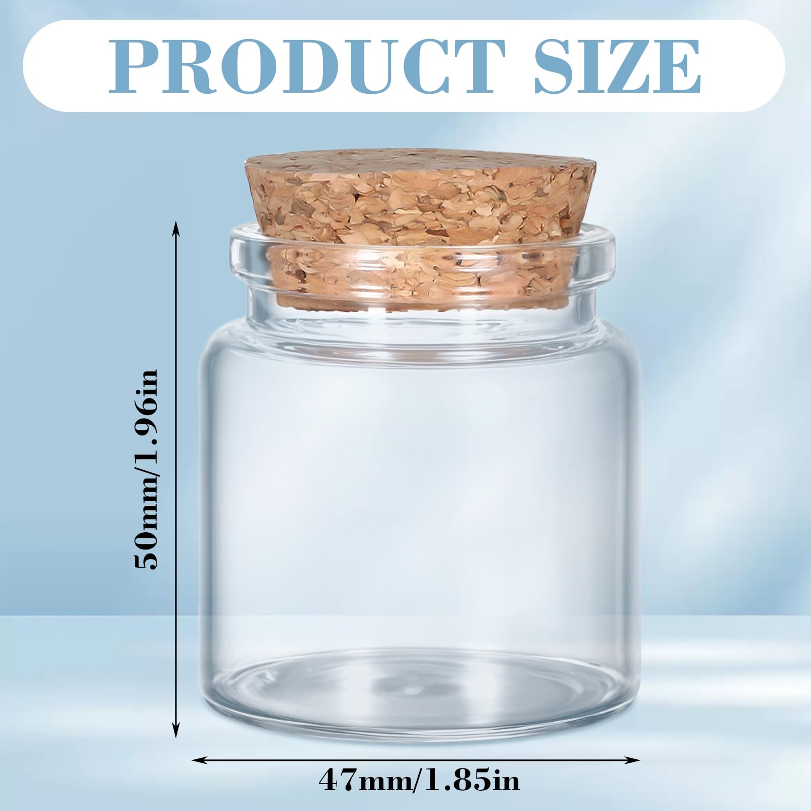 Tucnoeu 4 małe szklane butelki z pustą korkiem, 50 ml, mini butelki szklane do napełniania korkiem, słoiki na przyprawy, słoiki na przetwory, do dekoracji na imprezę i przyprawy kuchenne