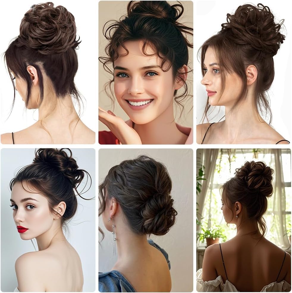 XFSRG Bun Hairpiece with Elastic Band, Hair Extensions, Girls Hairpieces for Thin Hair, Synthetic Hairpiece, Headband, Braid, Hair Extension, Suitable for Weddings, Parties (D) - Image 2