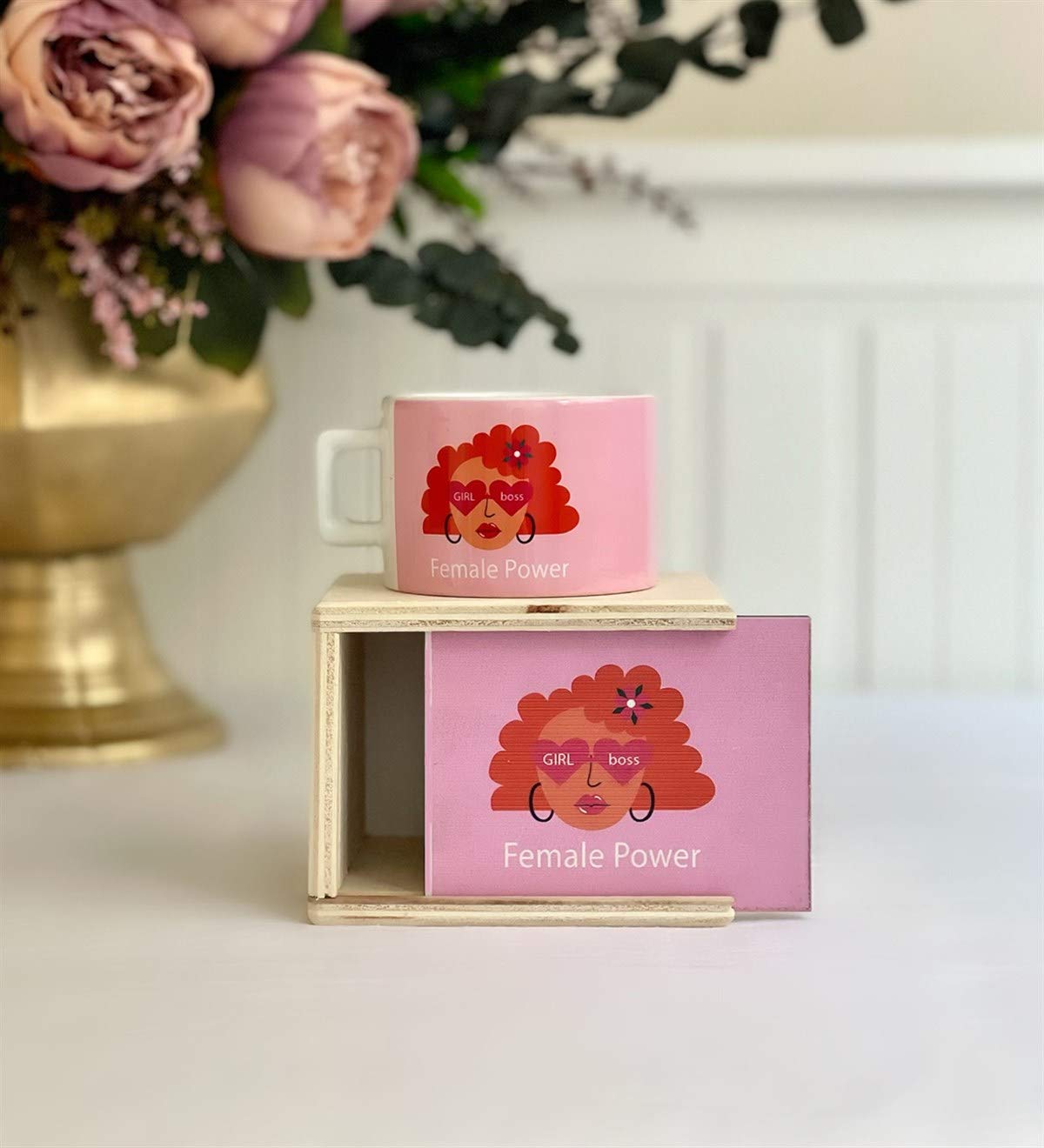 giftmoda Kadın Gücü Tasarımlı Kutulu Kupa