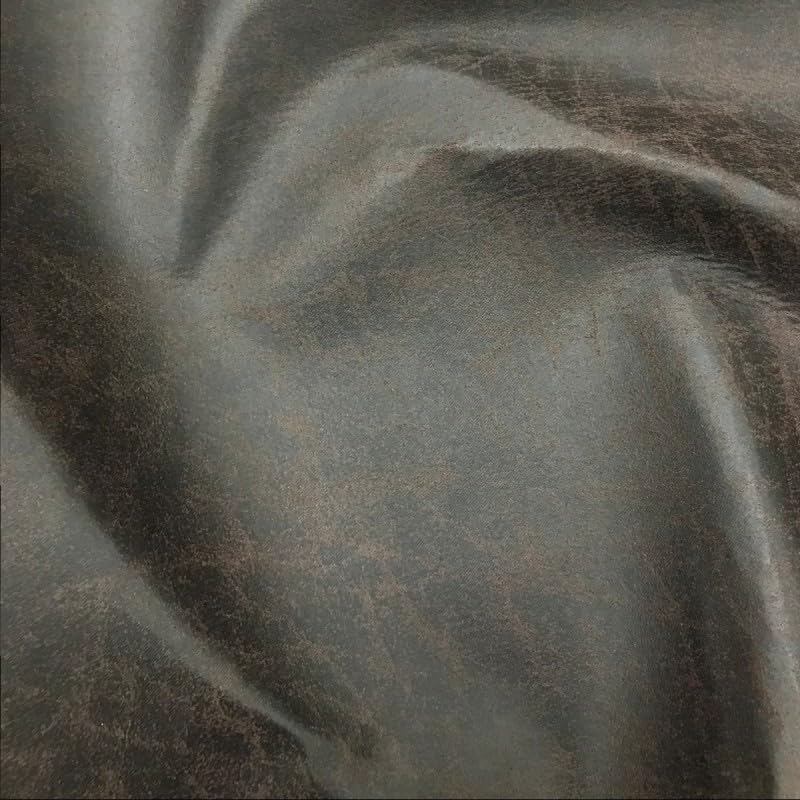 EU Fabrics Soft Look Faux Leather Fabric | Upholstery Leatherette Material for Sewing | Polycotton Brushed Woven on The Back | Sofa and Car Seats Fabric Roll by The Metre (Chocolate, 1 Metre x137cm)
