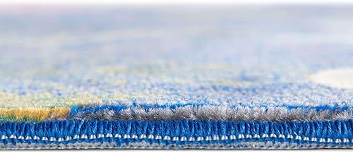 Miniatura 4 de Unique Loom Blossom Collection - Alfombra de área Ashley (9 pies x 12 pies 2 pulgadas, rectangular, azuloliva)