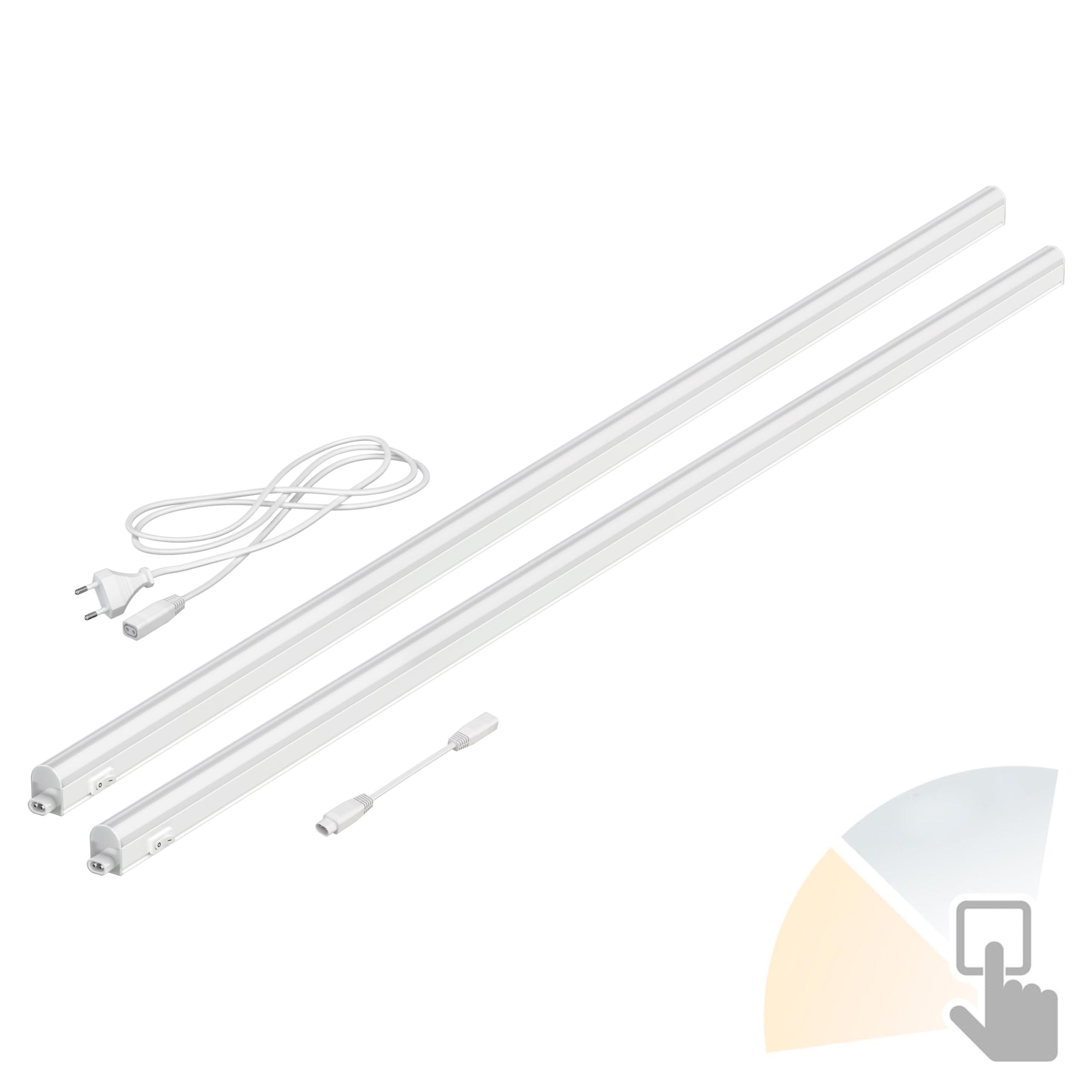 ledscom.de Zestaw 2 lamp podszafkowych LED Rigel, regulowana temperatura barwowa, 113 cm każda, 14,6 W, 1747 lm, ciepły biały/biały