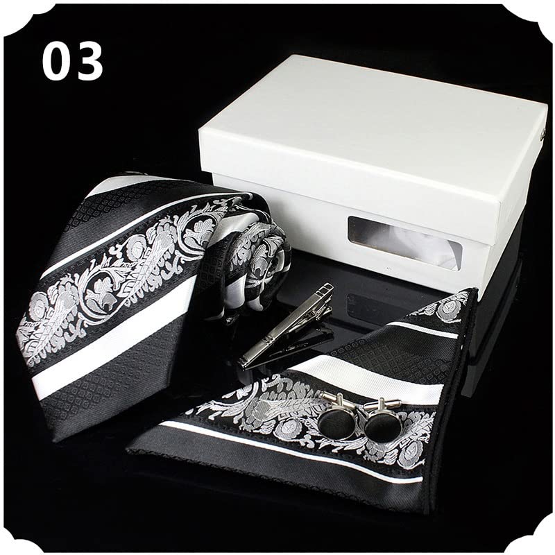 Set de corbata de seda para hombre con pañuelo y accesorios miniatura 3