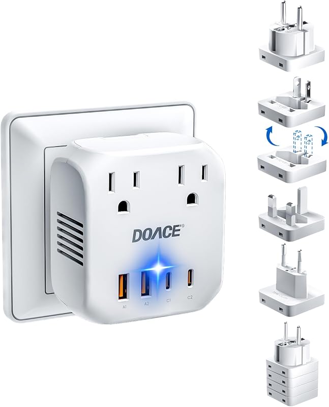 Upgraded 2000W 220V to 110V Voltage Converter US to Europe for Hair Dryers | 6 in 1 Converter for European Travel with 2 PD/QC, Power Converter Adapter Combo with UK/AU/US/European Travel Plug Adapter