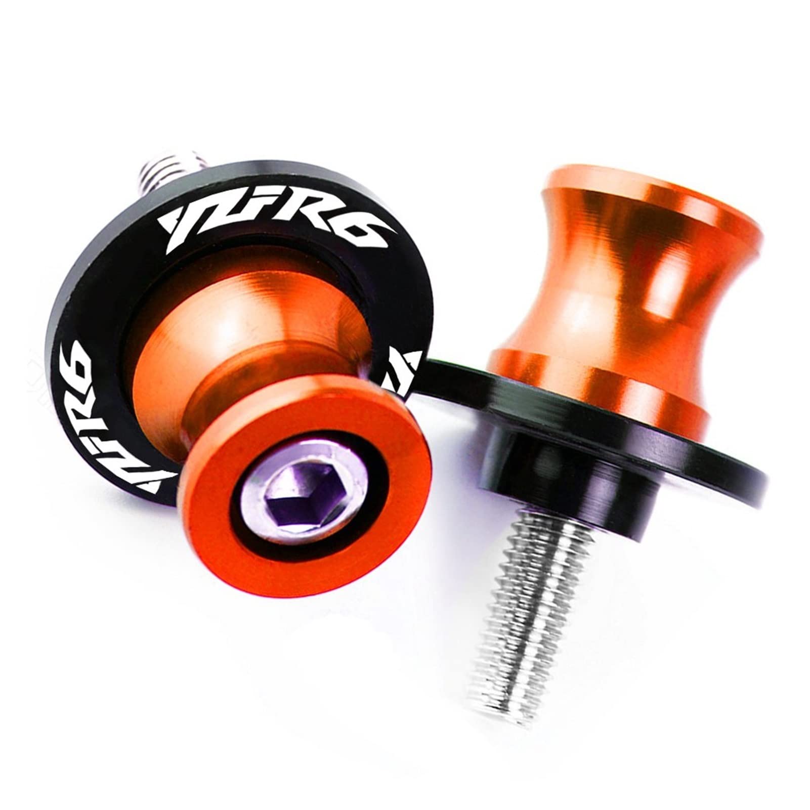 Bobines bras oscillant 6mm CNC orange : finies les rayures sur votre Yamaha R6