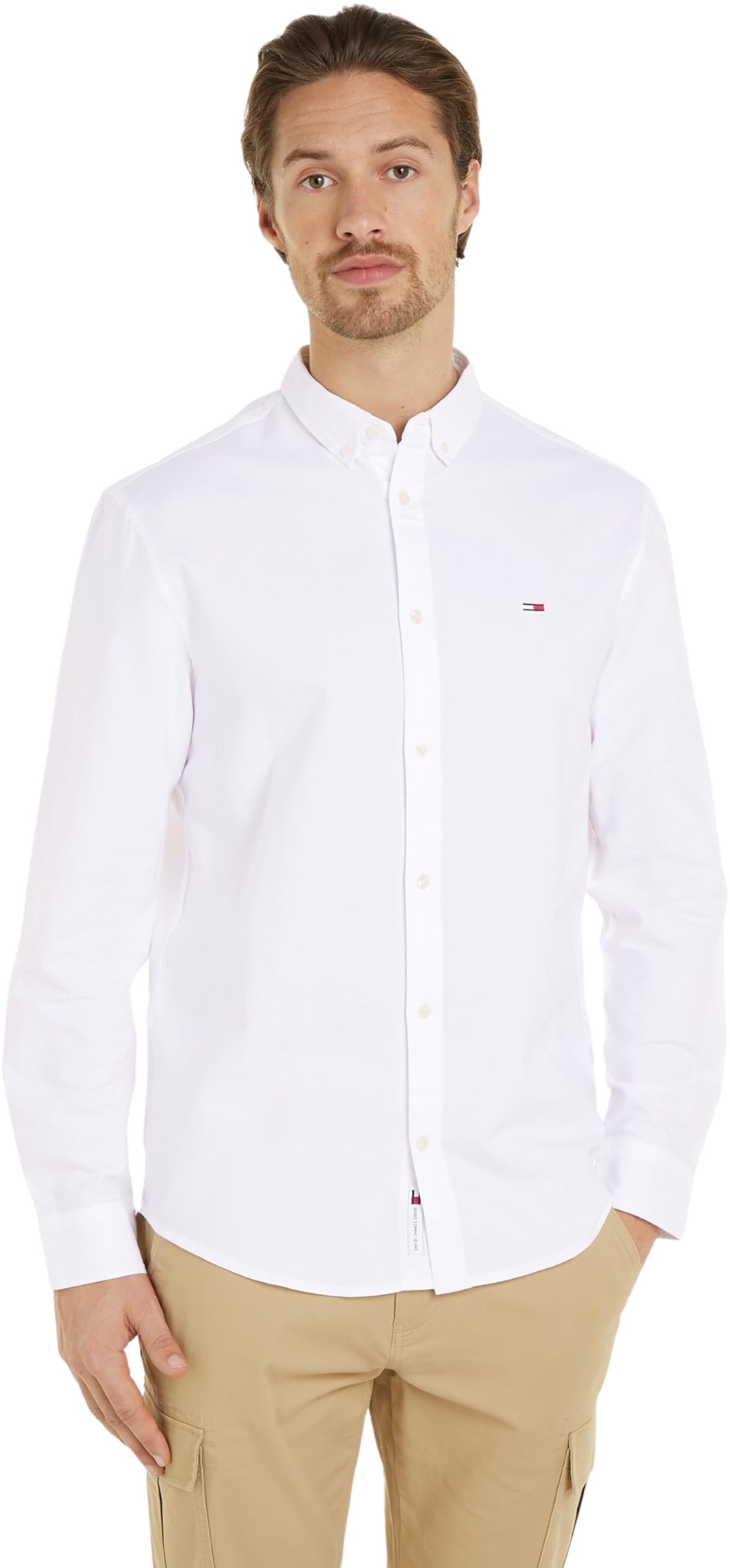 Tommy Jeans Men's White Casual Shirts, Male,, Classic Shirt Small