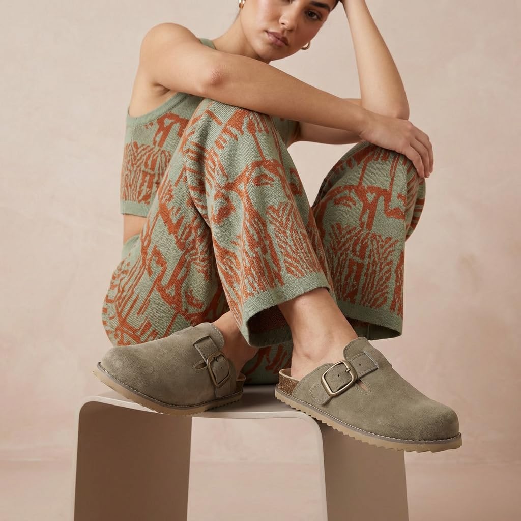 CUSHIONAIRE Women's Blain Genuine Suede Slip-On Clogs with + Memory Foam & Chic Buckle Mule - Comfortable, Non-Slip, Wide Widths Available - Image 6