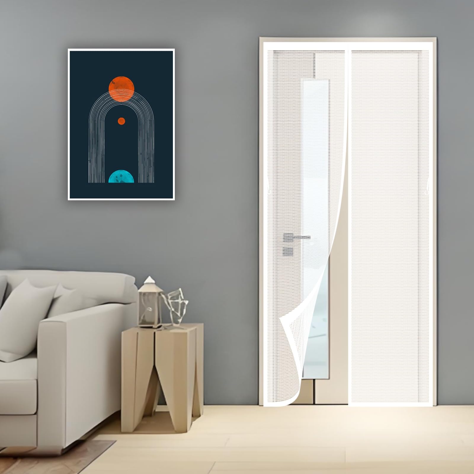 Moustiquaire porte magnétique 116 x 224 cm blanche contre les mouches