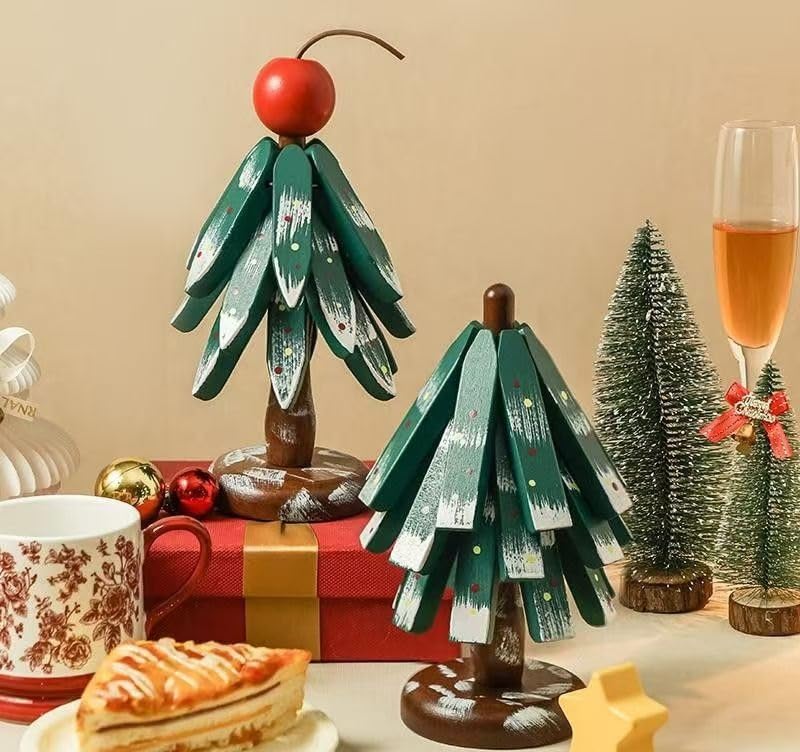 Dessous de verre sapin de Noël bois comme cadeau de table original - 4