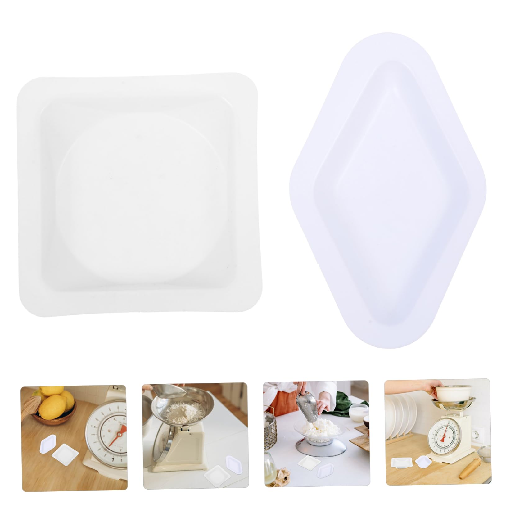 COSMEVIVI Accurate Weighing 100pcs Plastic Weighing Dishes Scale Trays Lab Boats with Chamfered Edges