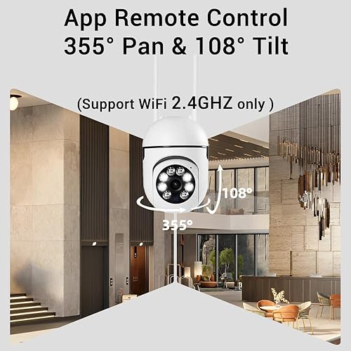 Miniatura 2 de PEGATISAN Cámara de seguridad de vigilancia WiFi de 3MP para exterioreshogardomo, panorámica de visión de 360, 3MP, detección de movimiento y