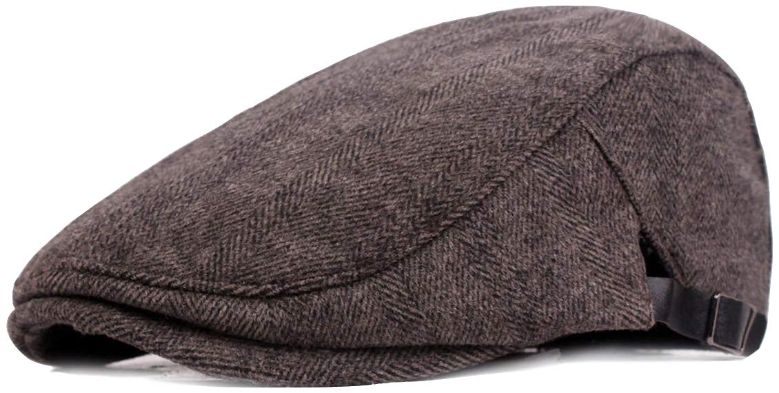 Fasbys Men's Style134-Light Brown Newsboy Cap Classic Gatsby Baker Boy Hat Flat Caps Tweed Adjustable Ivy Peaky Beret Cap Hat
