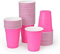 xoFetti Matte Pink Plastic Cups (50 Pack) - 16oz Disposable Party Cups for Bachelorette, Bridal Shower & Girls Night Celebrations
