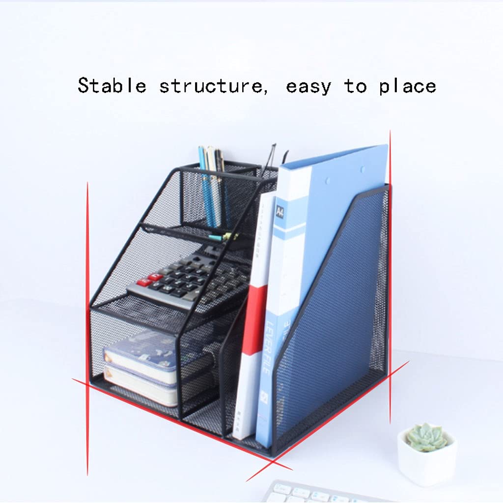 Portadocumenti cremagliera File Rack Desktop Laptop File Cartella Palette Trucco Maglia in Acciaio Steel Magazine File Sorter Documento Lettera Organize Rack per l'organizzazione e Lo stoccaggio
