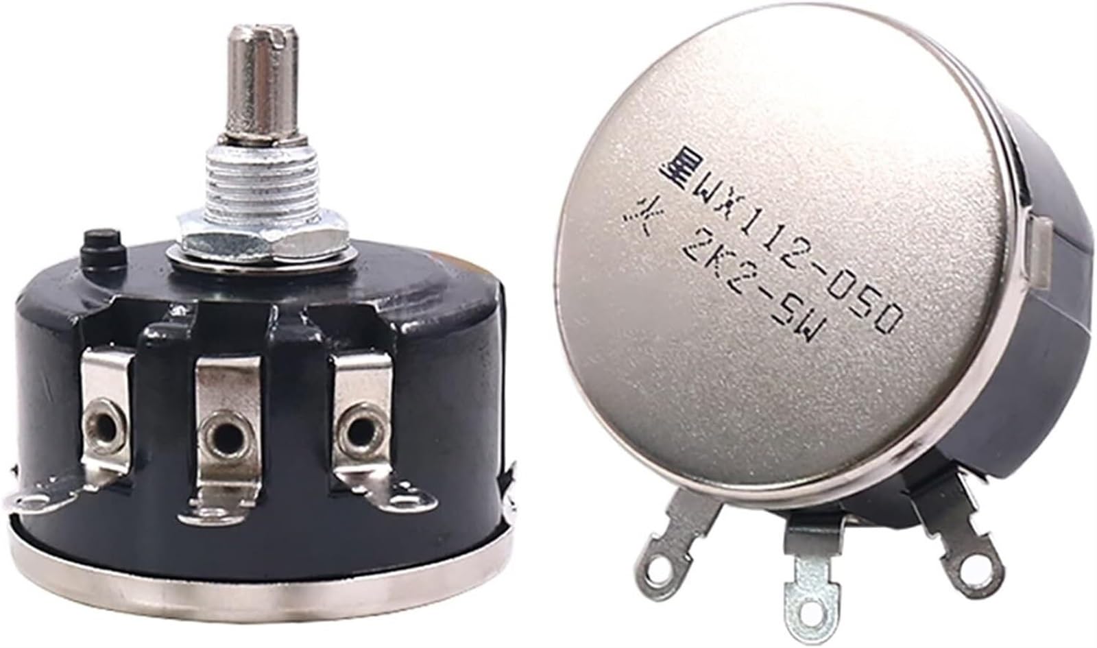 AIXILAN Single cone potentiometer,2PCS WX112 3W WireWound Potentiometer Single Turn Universal Variable Resistor 100-47K Ohm 3Pin DIY Shaft Potentiometers Kit (Size : 3.3K Ohm)(47K Ohm)