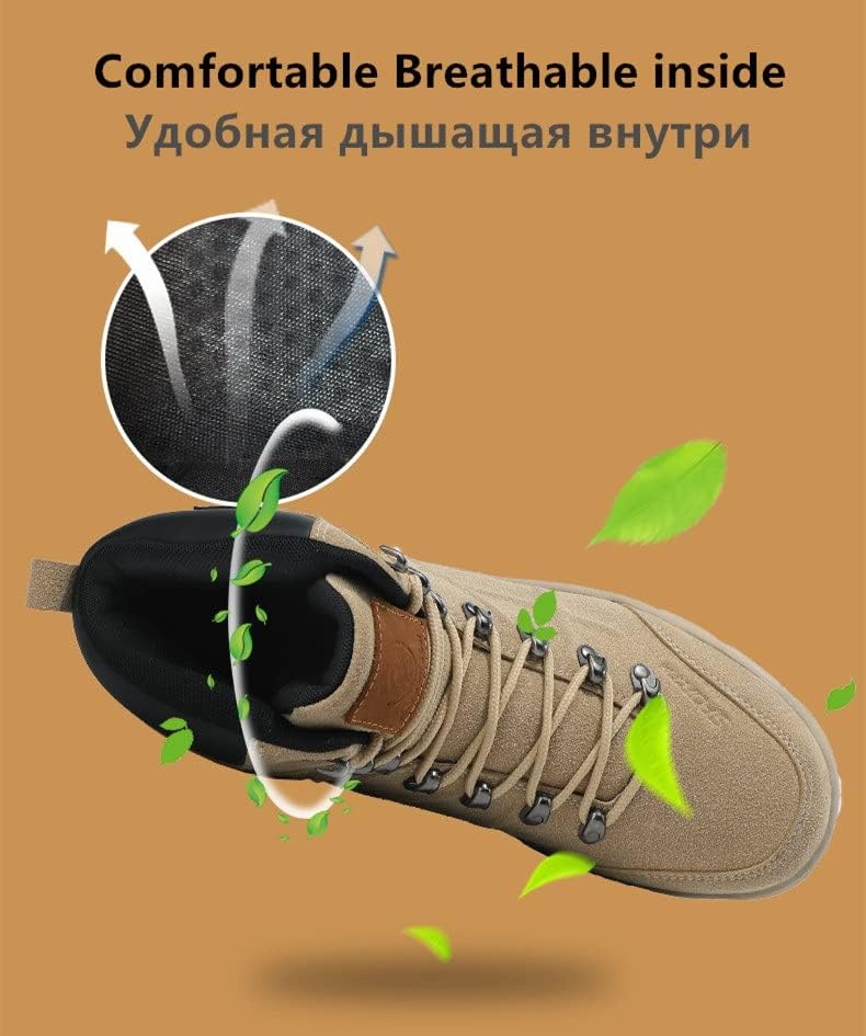 CLSQLXYJZC Men's Military and Tactical Boots for Men, Outdoor Waterproof Lace-up Sports Trekking Shoes, Durable Suede Leather and Rubber Sole Military Desert Boots