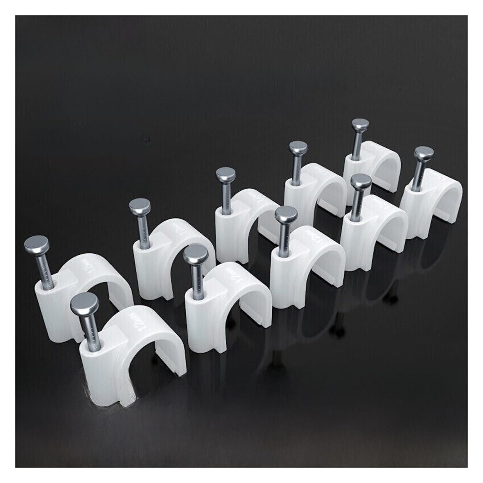 Clips de câble Ronds Organiseur de câbles et de clous muraux en acier avec pince à fil ronde(Round 18mm 100)