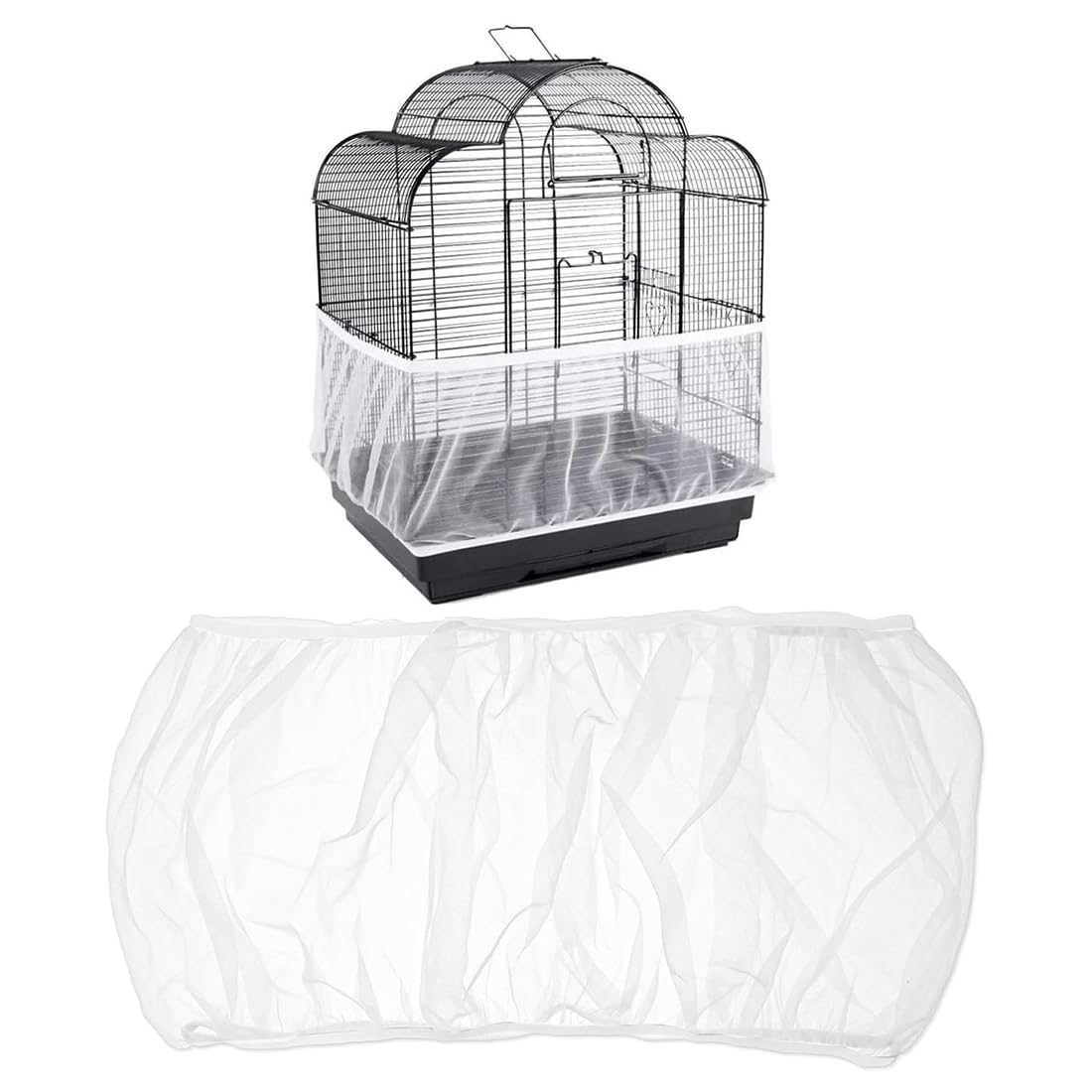 Rete Coprigabbia, rete per uccelli in nylon per copertura antiproiezione, regolabile e traspirante per gabbia pappagalli e voliera (dimensioni L, altezza 30 cm, circonferenza 170-200 cm)
