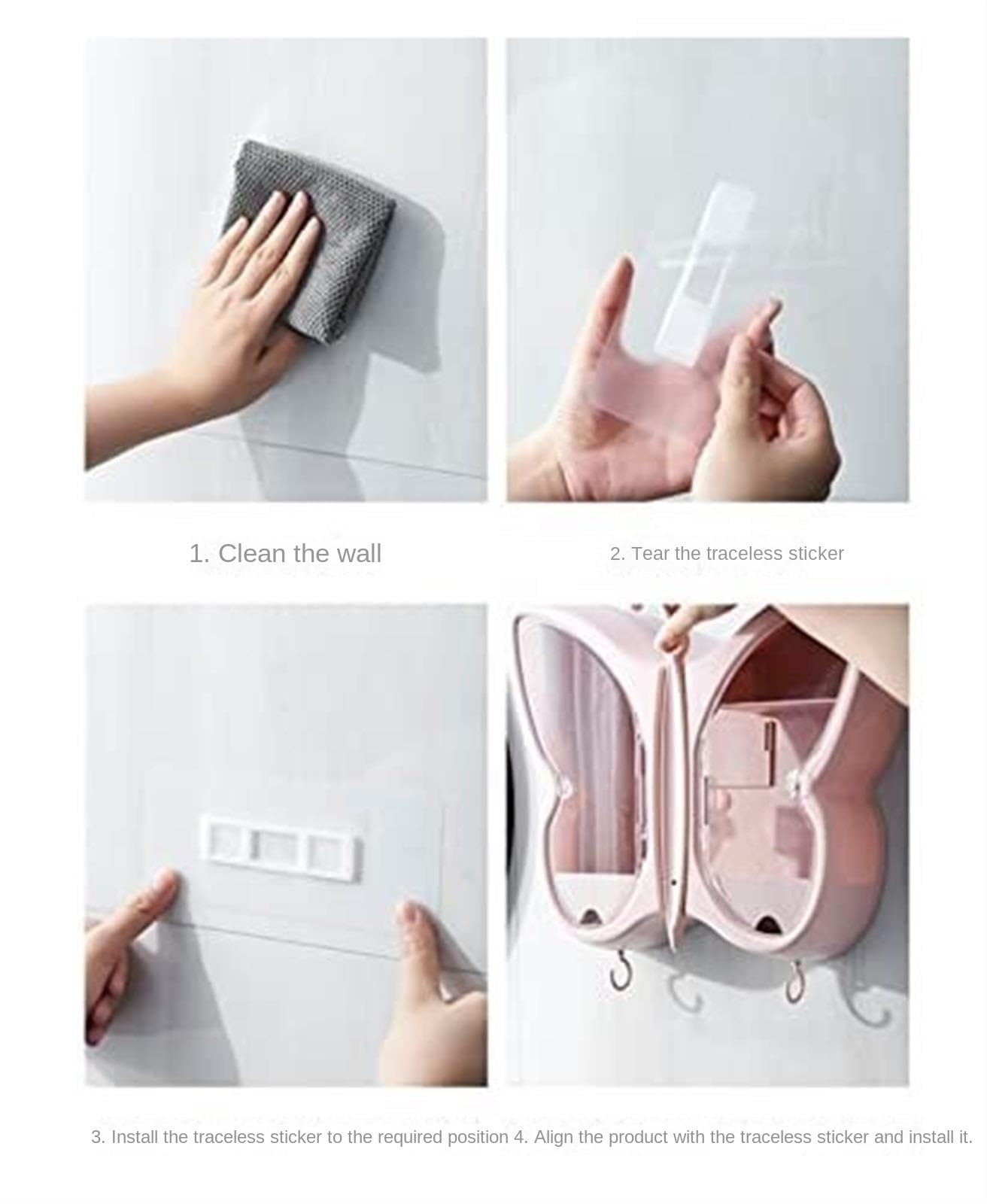 Organizador Organizador Multifunción para Tocador, Caja De Almacenamiento Cosméticos para Colgar En La Pared con Lámpara Maquillaje