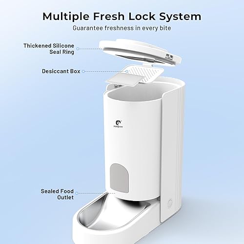 Miniatura 4 de Alimentador automático para gatos  Dispensador de comida para gatos WiFi de 2.4 G, alimentador de mascotas con temporizador de 3.7 litros con