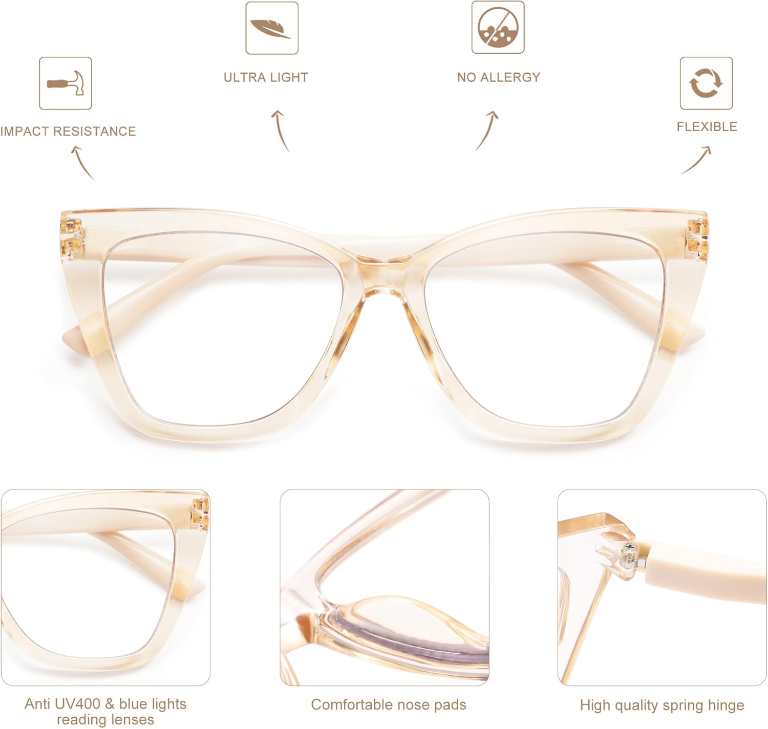 3-Pack Oversized Reading Glasses Cat Eye For Women Stylish Ladies Designer Reader Eyewear AM6129 C1.black+c2.crystal Brown+c5.grey Tortoise 2.0 x image 4 of 6 B0D49GZ437