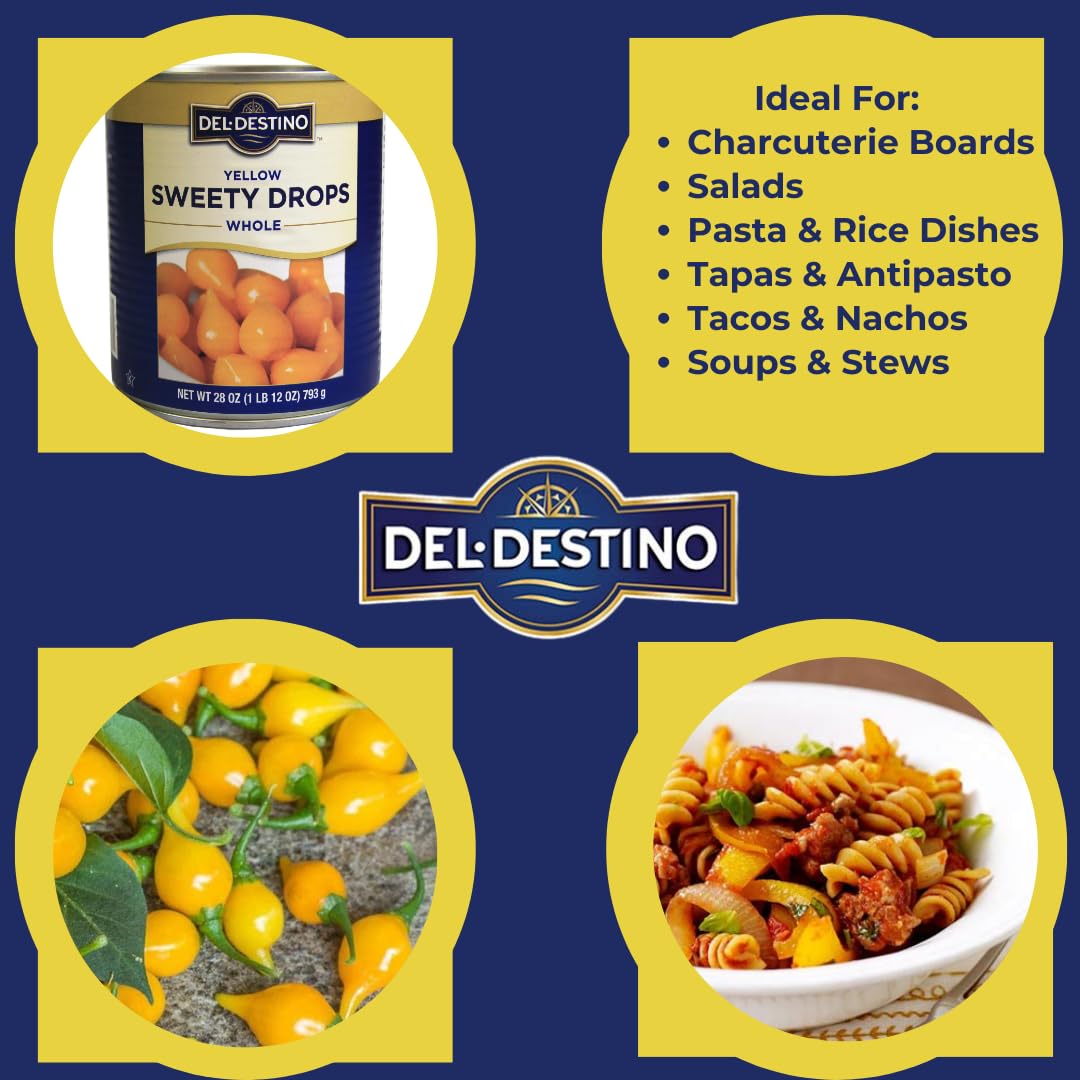 Del Destino Yellow Sweety Drops Peppers, 28 oz, Product of Peru