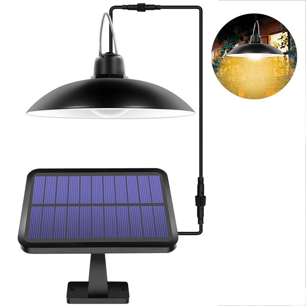 Lampada solare, 16 LED Telecomando per tettoia solare Lampada da esterno a sospensione solare per interni, Luci di sicurezza impermeabili per porta d'ingresso, Cortile,Warm white