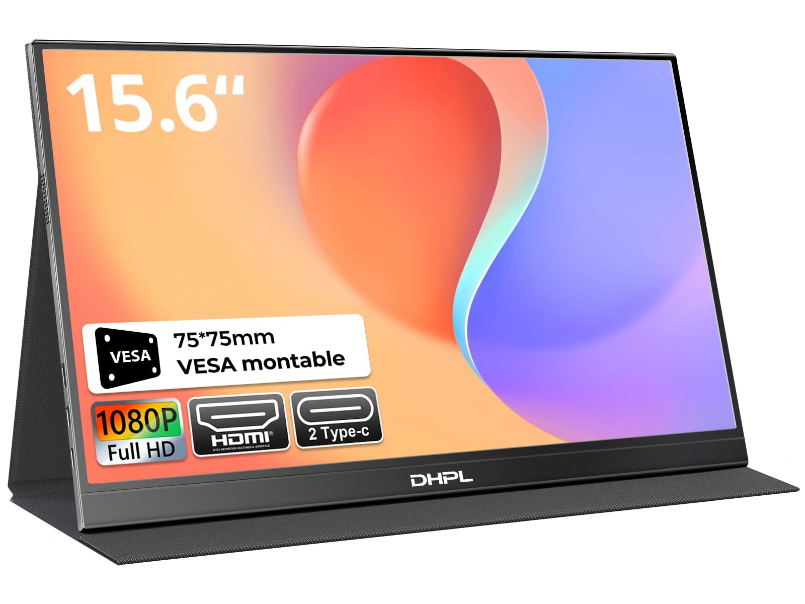 Monitor portátil 15.6 pulgadas Pantalla FHD 1080P IPS Altavoz incorporado Interfaz USB-C/HDMI Pantalla portátil para Laptop/PC/Mac/Teléfono y consolas de videojuegos Incluye funda
