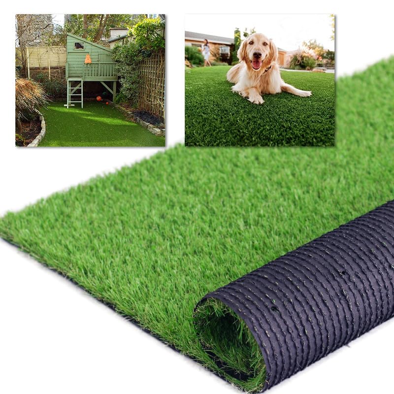 13FT x 90FT Artificial Turf 1.38inch Simulated Synthetic Fake Grass with Drainage Holes, Reusable Grass Urinal for Dogs, Backyard Lawn Rug Doormat Decorations, Custom