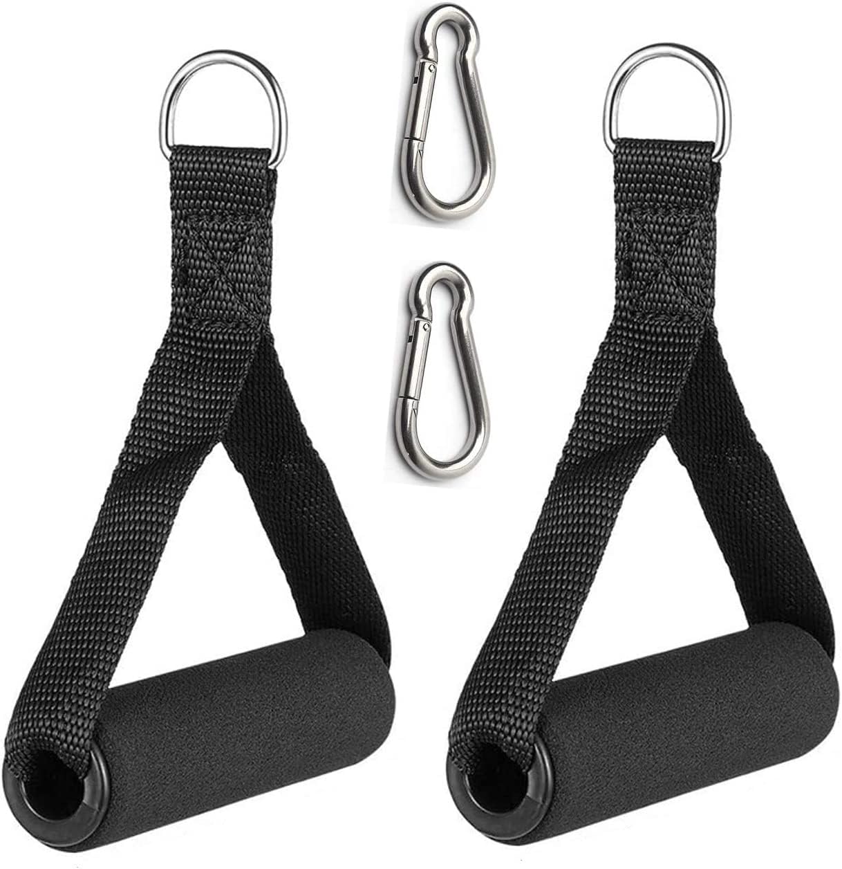 Fitcozi Pack of 2 Grip Exercise Handle for Resistance Bands, Replacement Fitness Equipment with 2 Carabiner Hooks Clips, Pull Down Workout Accessories for Home Gym Fitness, Triceps, Rope, Yoga Stretch-image-18