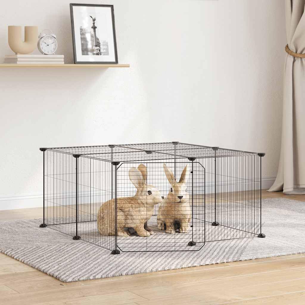 Mangloder 12 Pezzi Gabbia per Animali Domestici con Porta in Acciaio Verniciato a Polvere Pannelli 35x35cm Modularmente Espandibile per Conigli porcellini d'India Criceti Interni ed Esterni