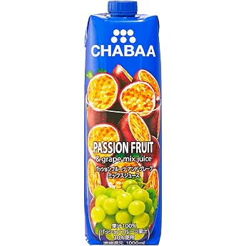 Haruna Chaba 100% Passion Fruit & Grape Mix Juice, 33.8 fl oz 1,000 ml Paper Packs x 12