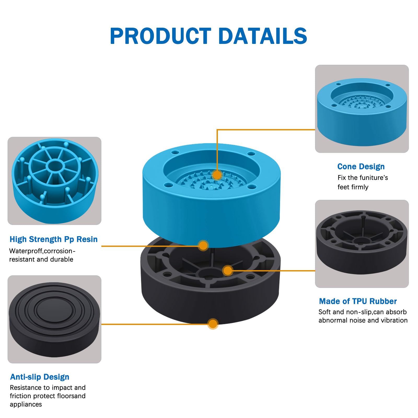 Snapklik.com : ANNKUT Furniture Risers 1 inchRound Bed Risers Heavy ...