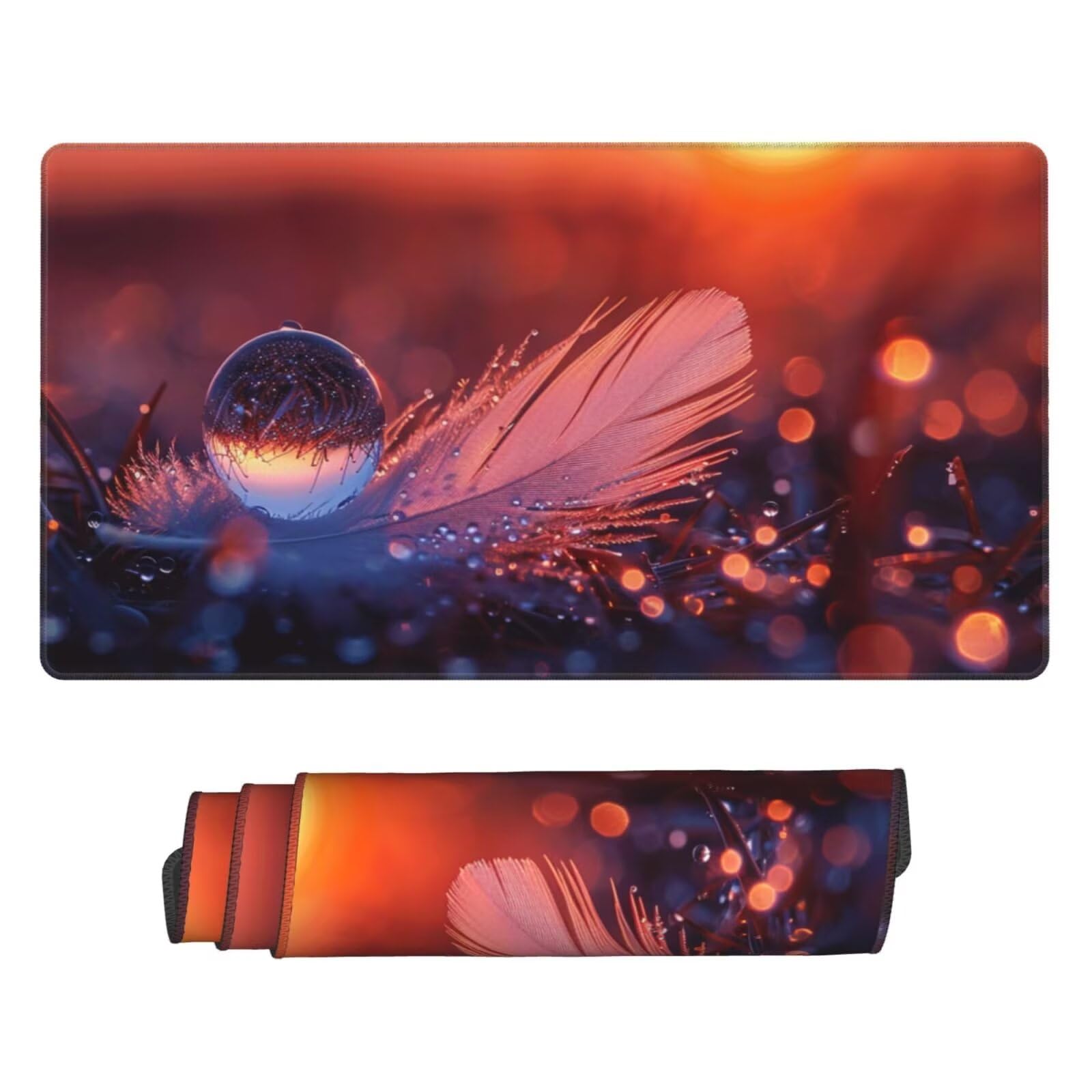 Alfombrilla de Ratón Gaming Grande XXL 1200x600x4mm con Bordes Cosidos, Tela de Micro Tejido, Base Goma Antideslizante y Mouse Pad, para Teclado Jugadores Escritorio, PC, Oficina Cuentas Plumas Y6273
