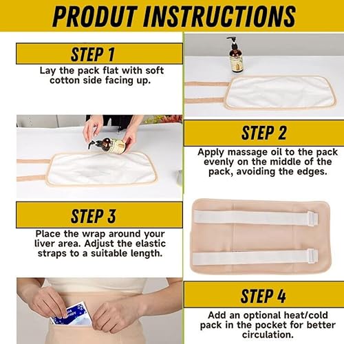 Miniatura 3 de Paquete de aceite de ricino, paquete de aceite de ricino orgánico para cintura y cuello, con correa ajustable y bolsillo, paquetes de aceite de