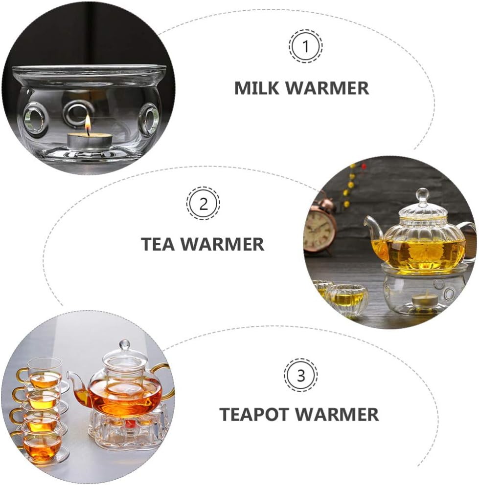 2pcs Tea Warmer Practical Teapot Heating Base for Home Office for Teas Coffee No Candle Required