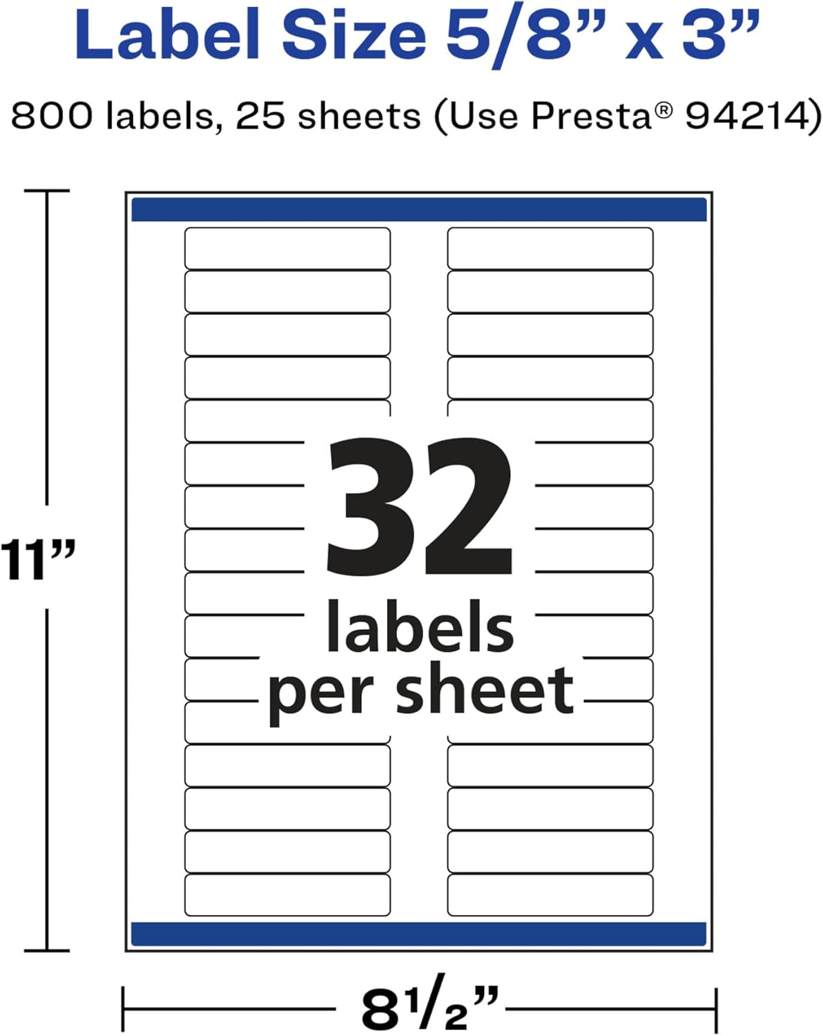 Avery Glossy White Rectangle Labels, Sure Feed Technology, 5/8" x 3", 800 Glossy White Labels, Permanent Adhesive, Laser/Inkjet Printable