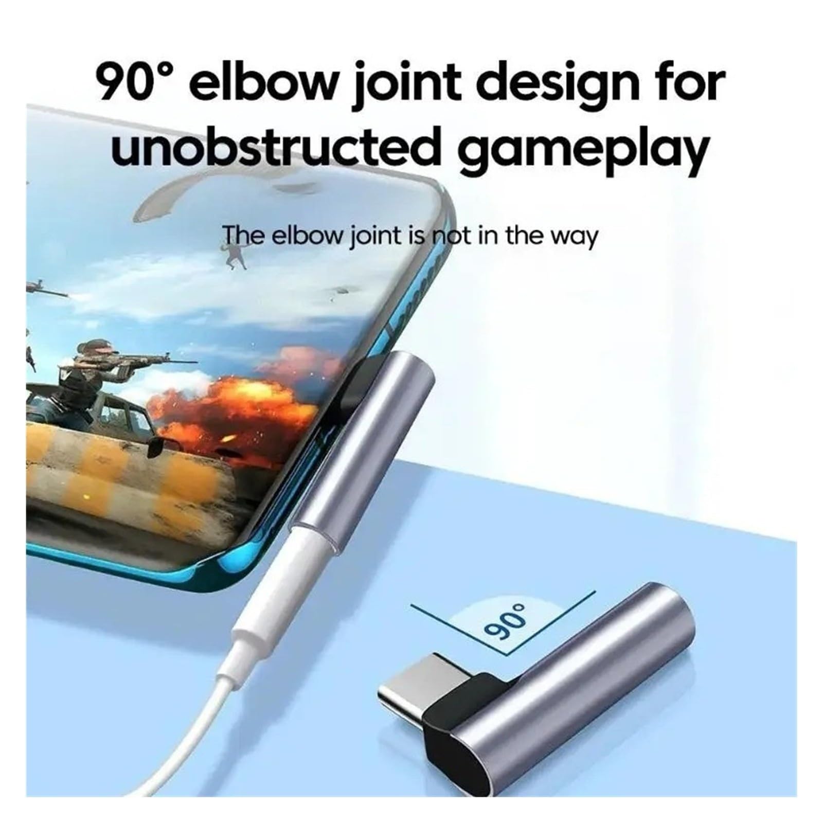 Adaptateur coudé type C vers prise jack 3,5 mm pour téléphone portable Android audio (A2)
