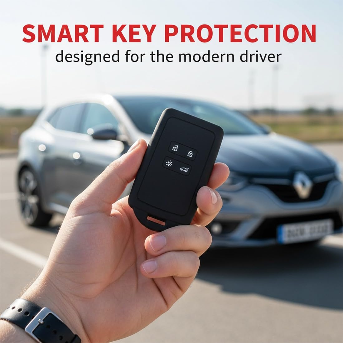 Custodia Chiavi Auto in Silicone Nero Morbido Compatibile Renault Dacia 2 Pezzi Protezione Anti-Caduta Impermeabile