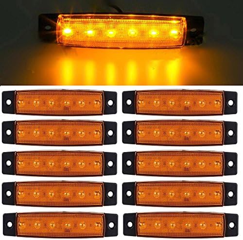 GSRECY 30pcs 12V 6 LED Red+White+Yellow Truck Trailer Side Marker Indicators Truck cab marker lights