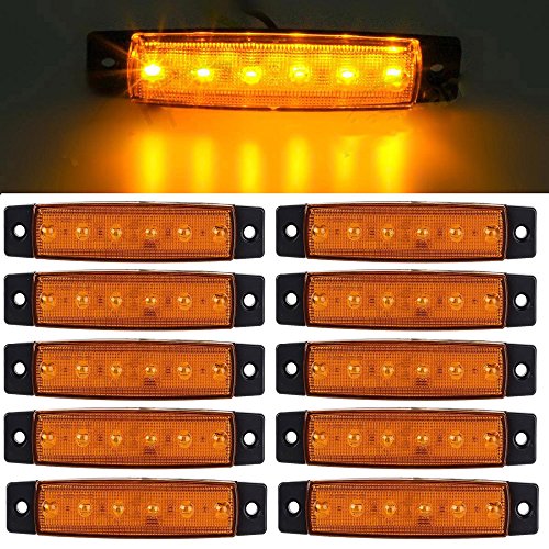 Yuk-Lot de 30 clignotants latéraux pour camion, remorque, 12V, 6 LED rouge/blanc, orange