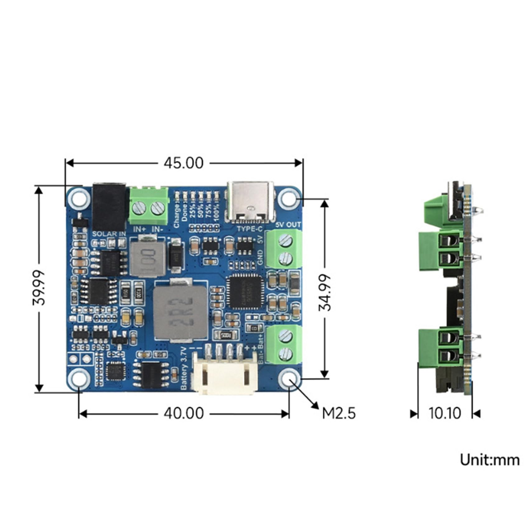 3X Modulo di Gestione 'Energia Solare+ per Batteria MPPT Supporta Il Modulo di Uscita Regolata del Pannello Solare Type-C 6V-24V 5V/3A