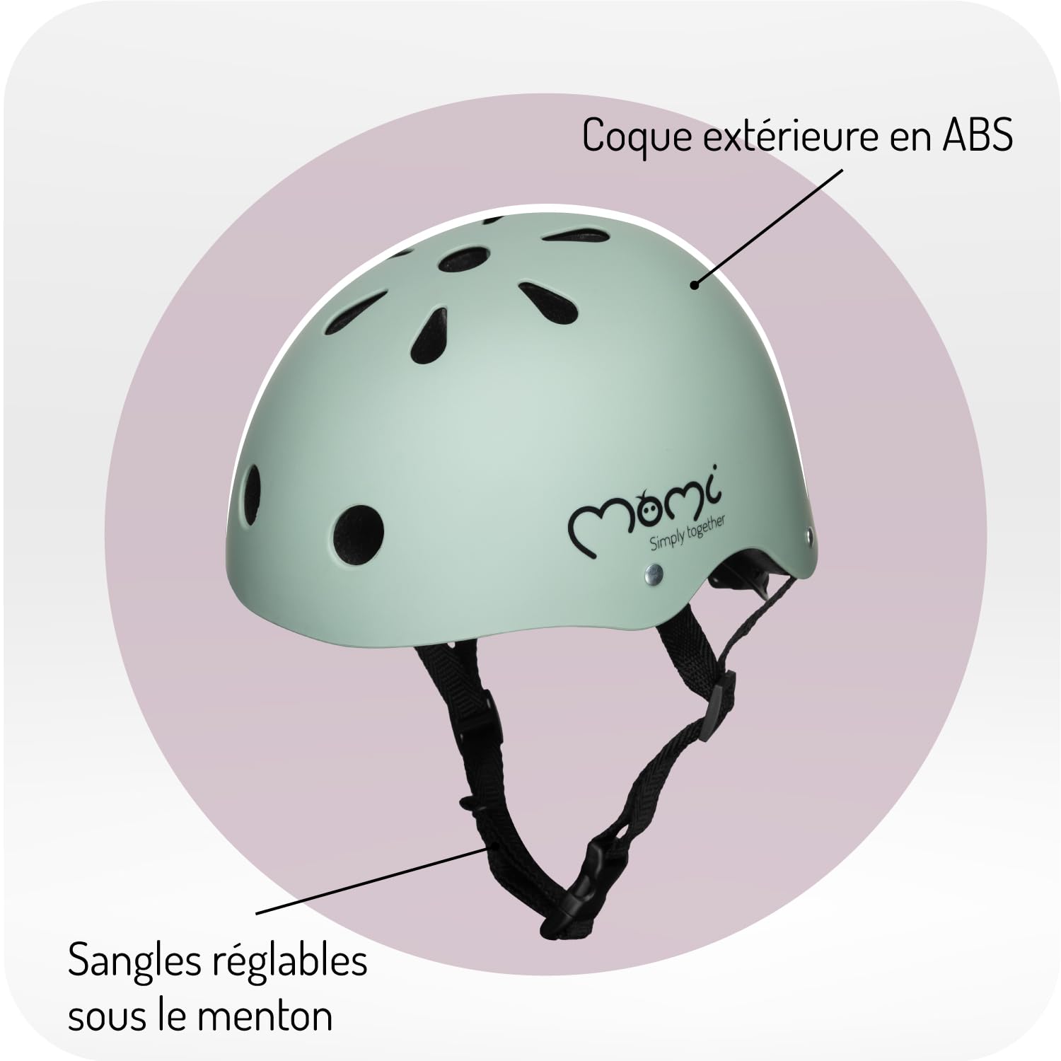 Casque Enfant Ajustable MoMi Mimi, Casque Vélo Antichoc 11 Trous Aération, Mousse Mentonnière Réglable