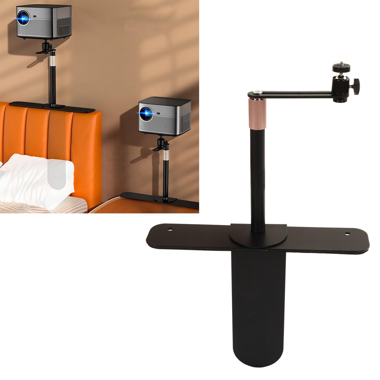 Cryfokt Soporte para Soporte Giratorio de 360 ​​​​Grados con Amplia Compatibilidad, Longitud Ajustable de 24 a 40 Cm, Diseño Portátil para Uso en el Hogar, Oficina y Exteriores (Black)