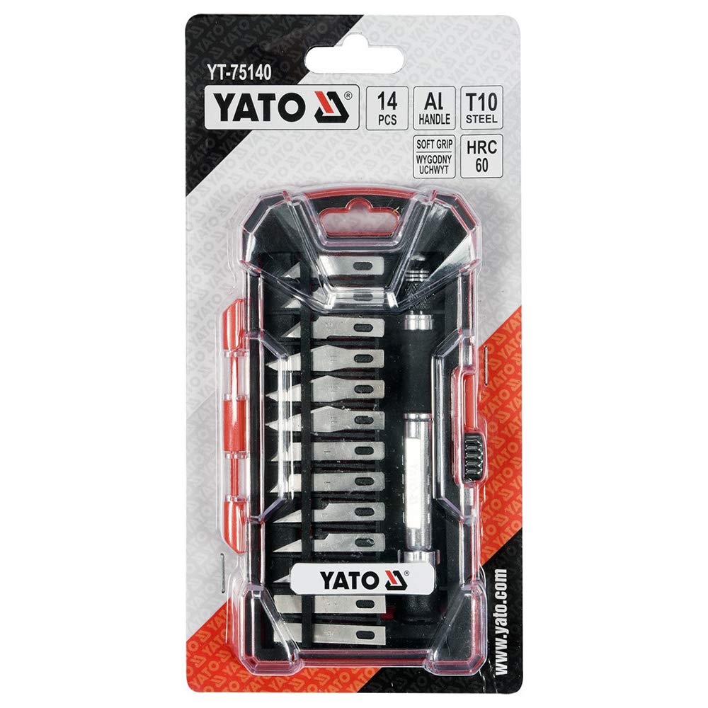 Yato YT-75140 Wood Carving Knife Set|Precision Knives|Rubber cap|13 Blades made of T10 Steel Set|Power Tools|Industrial Tools|Cutting Tools|Professional|Hardness at HRC 60 level 1