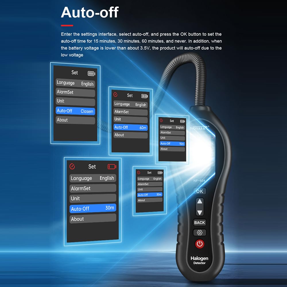 Weytoll Rilevatore di gas Aria condizionata Rilevatore di perdite di fluoro, Refrigerante per automobili Rilevamento di perdite di specie di neve Strumento alogeno Freon