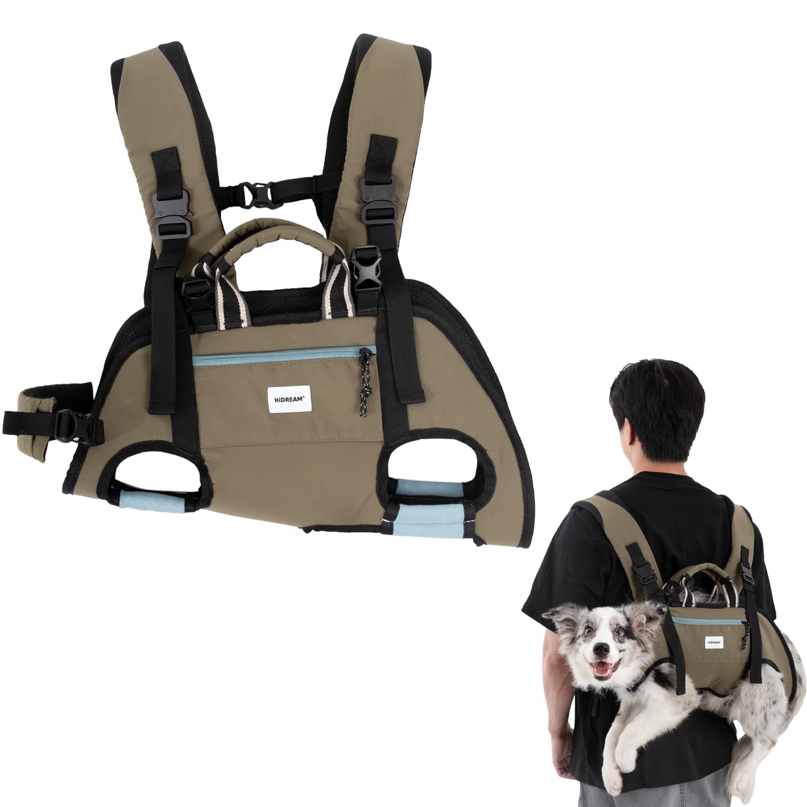 Ergonomic Support Dog Carrier Backpack,Horizontal Legs Out Front & Back Facing Pet Backpack, 3-in-1 Convertible Hands-Free Puppy Carrier,Up to 33 lbs/15kg (Green, XL) Green XL